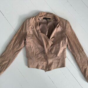 White House Black Market Suede Tan Jacket Cropped